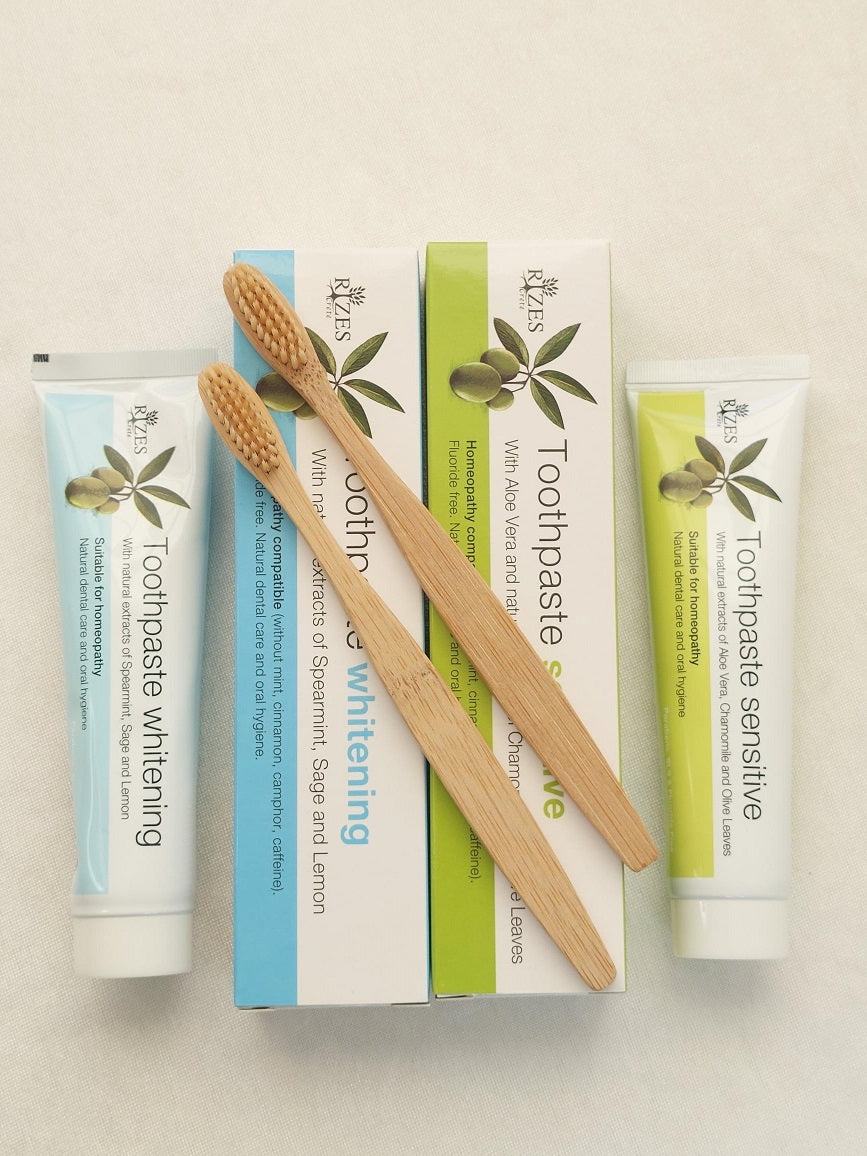 Naturlig tannpleiepakke med bambus tannbørster