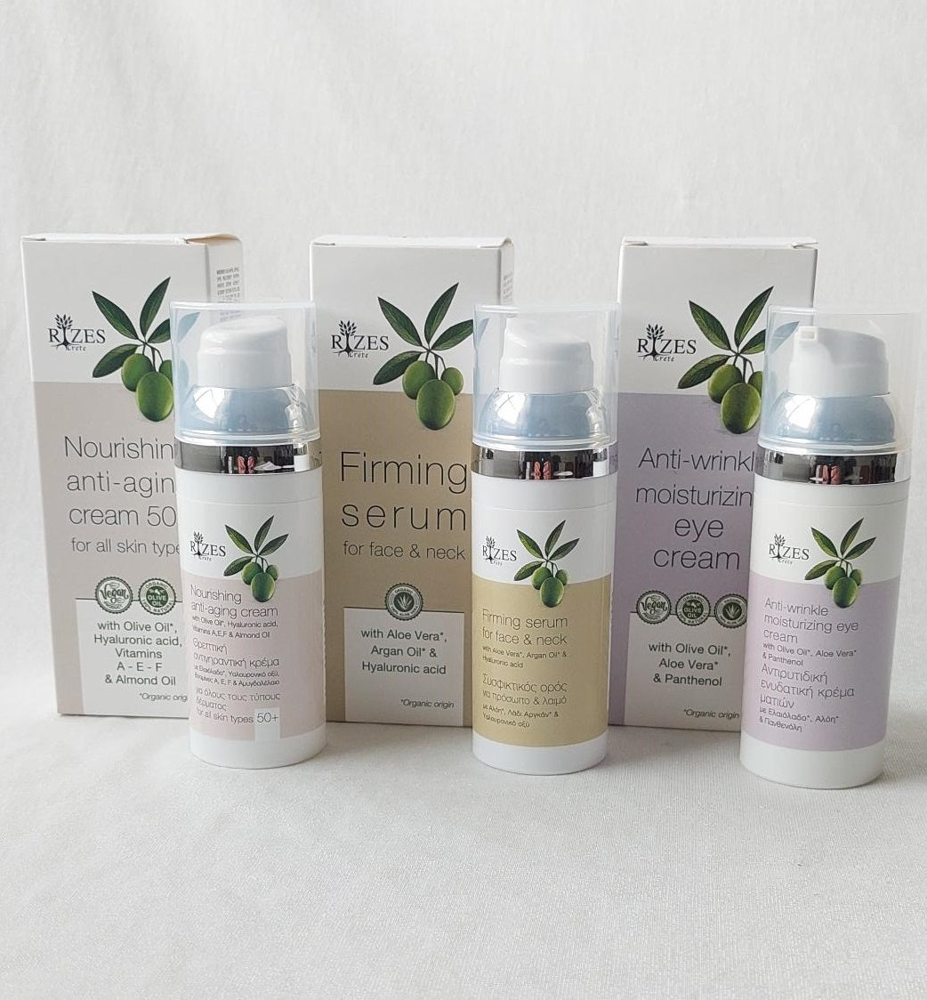 Ansiktkrem 50+, serum, øyekrem, ansiktspleie