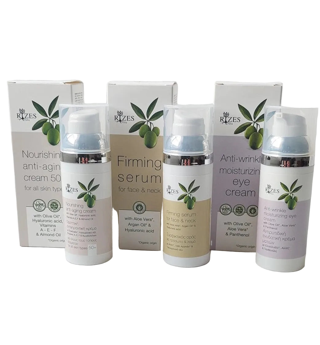 Ansiktkrem 50+, serum, øyekrem, ansiktspleie