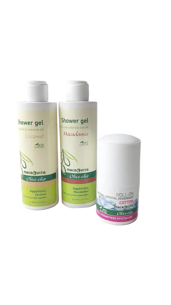 Hudpleie: Dusjgele og naturlig roll-on